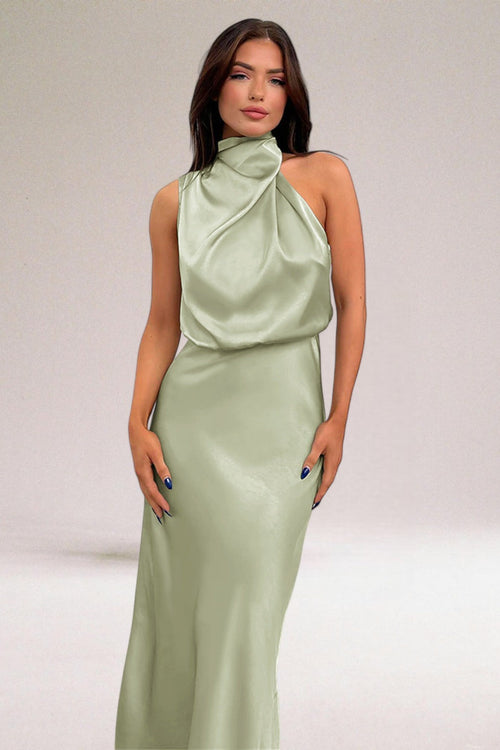 Chic-Satin Halter Dress