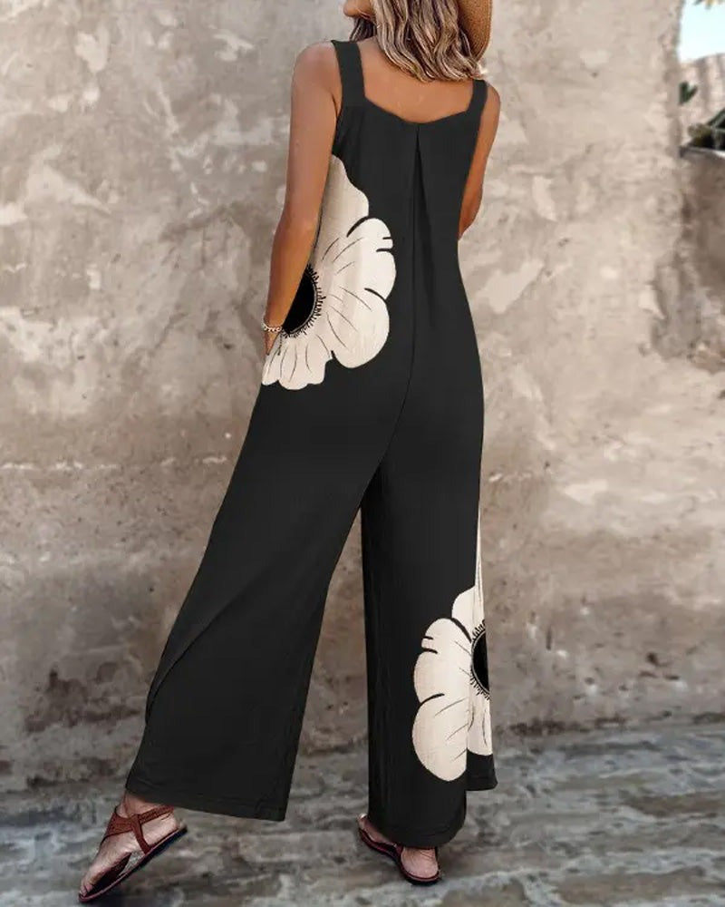 Easy-Care Floral Jumpsuit