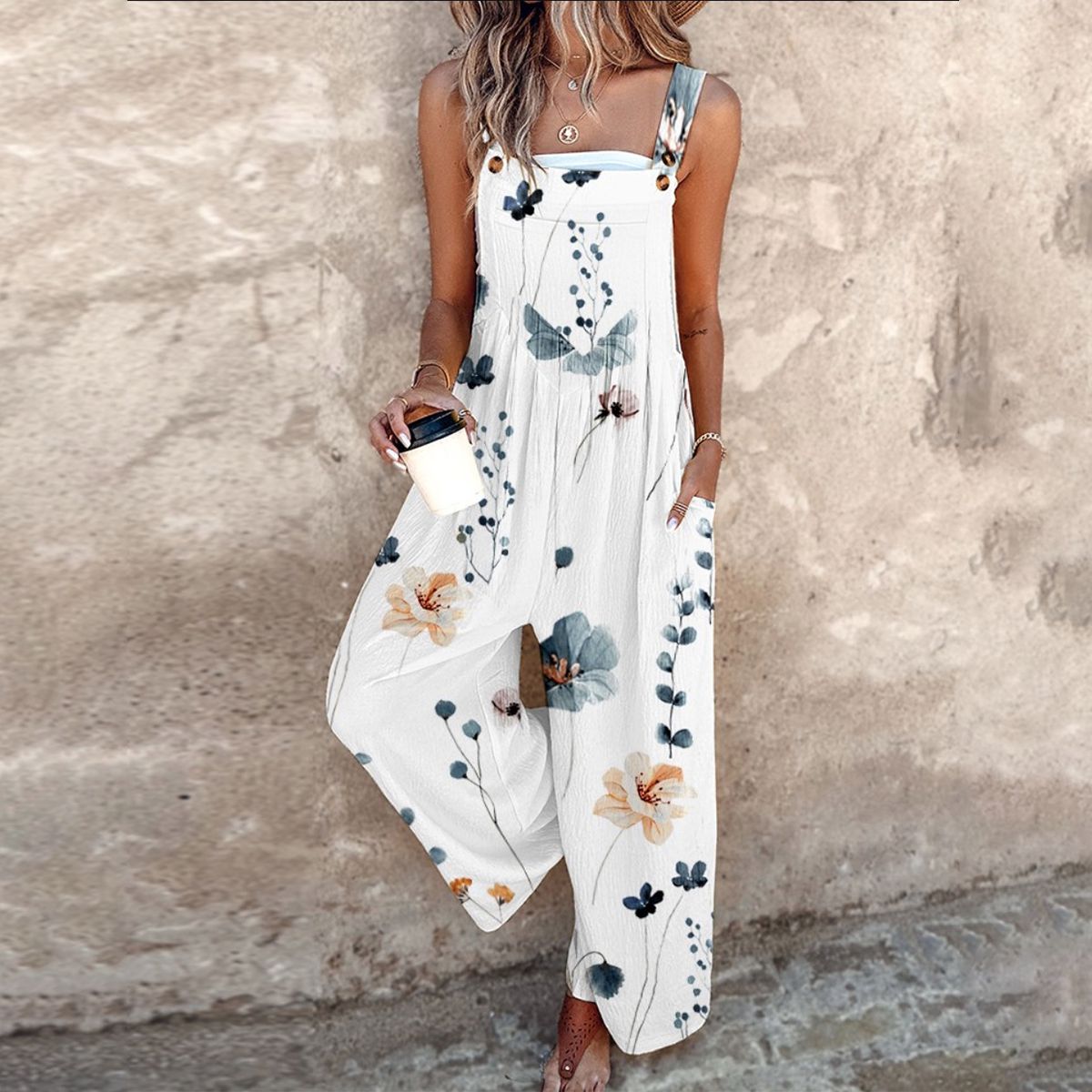 Cooling Plant-Print Jumpsuit