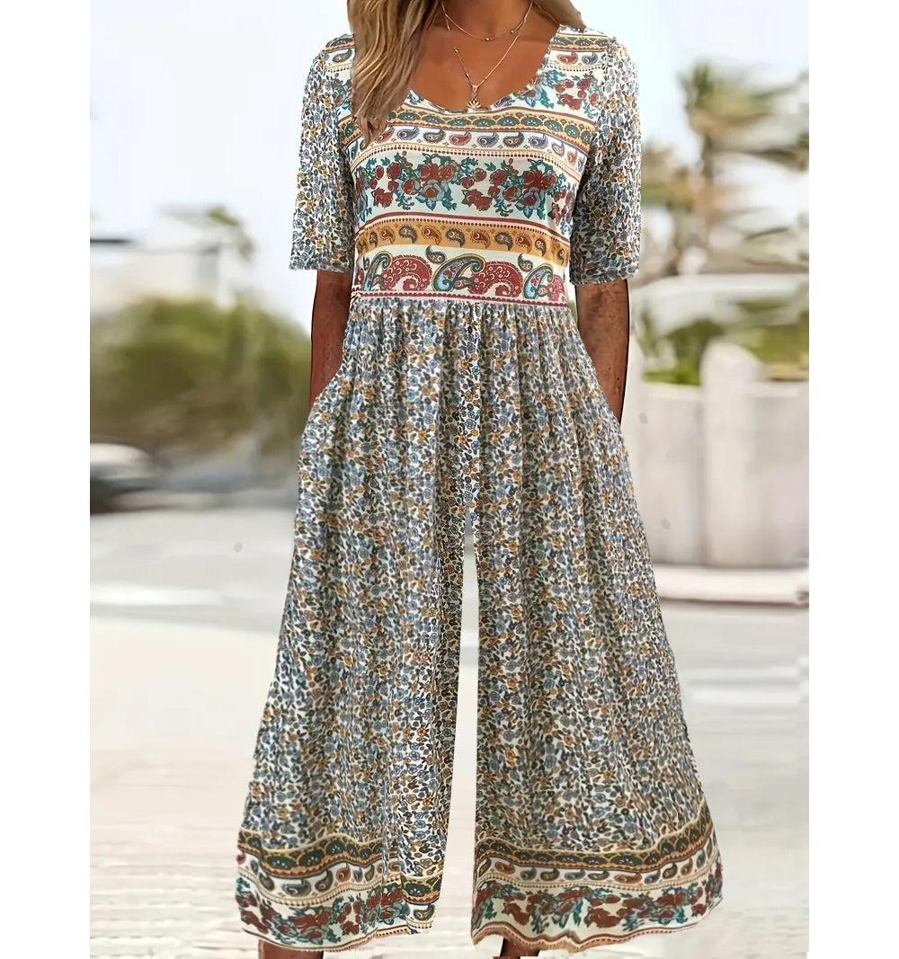 Comfort-Stretch Boat-Neck Jumpsuit