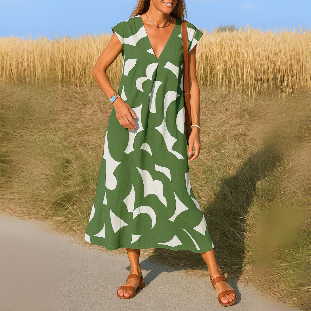 Figure-Skimming V-Neck Dress