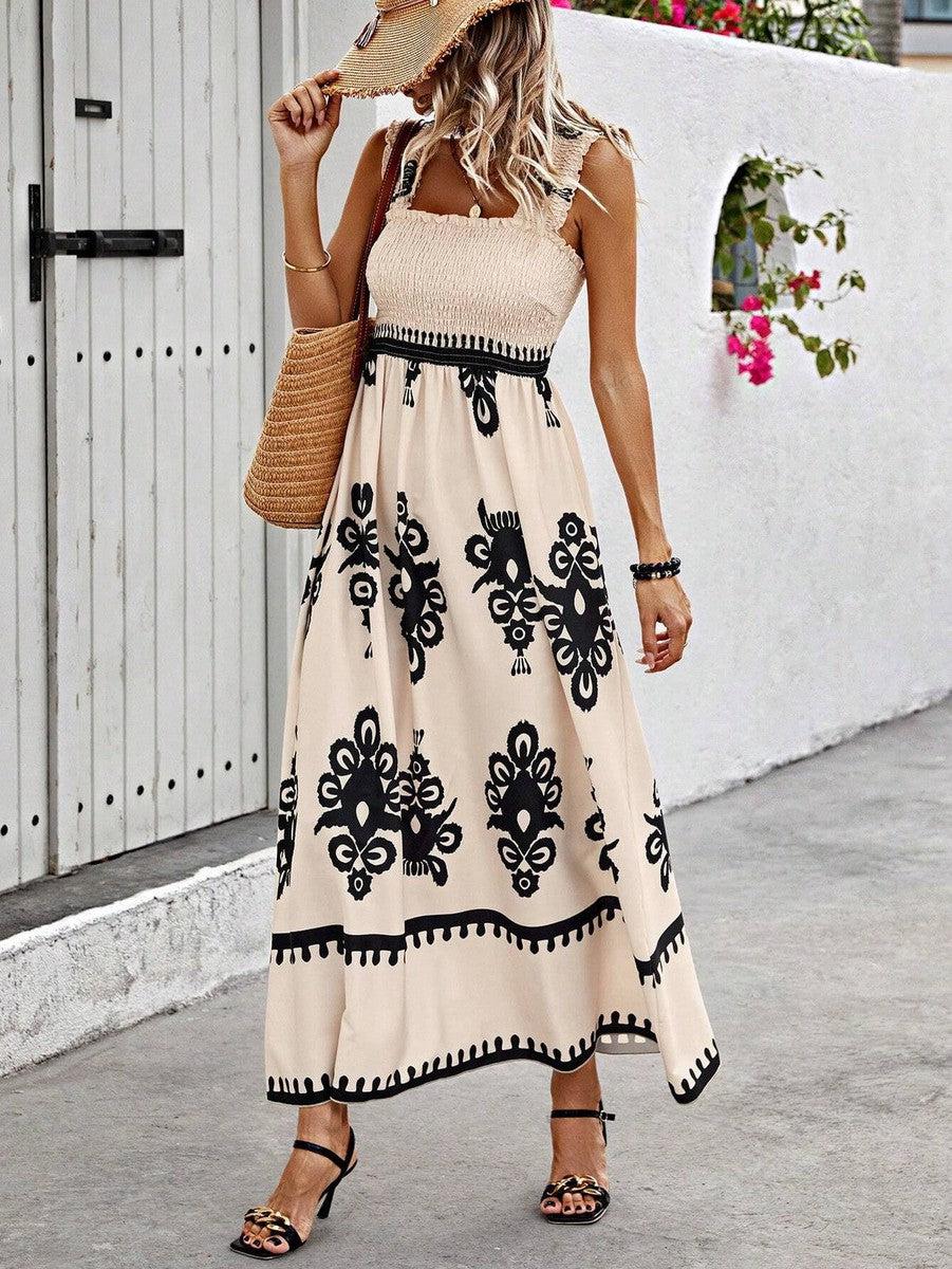 Elegant Apricot Maxi-Dress