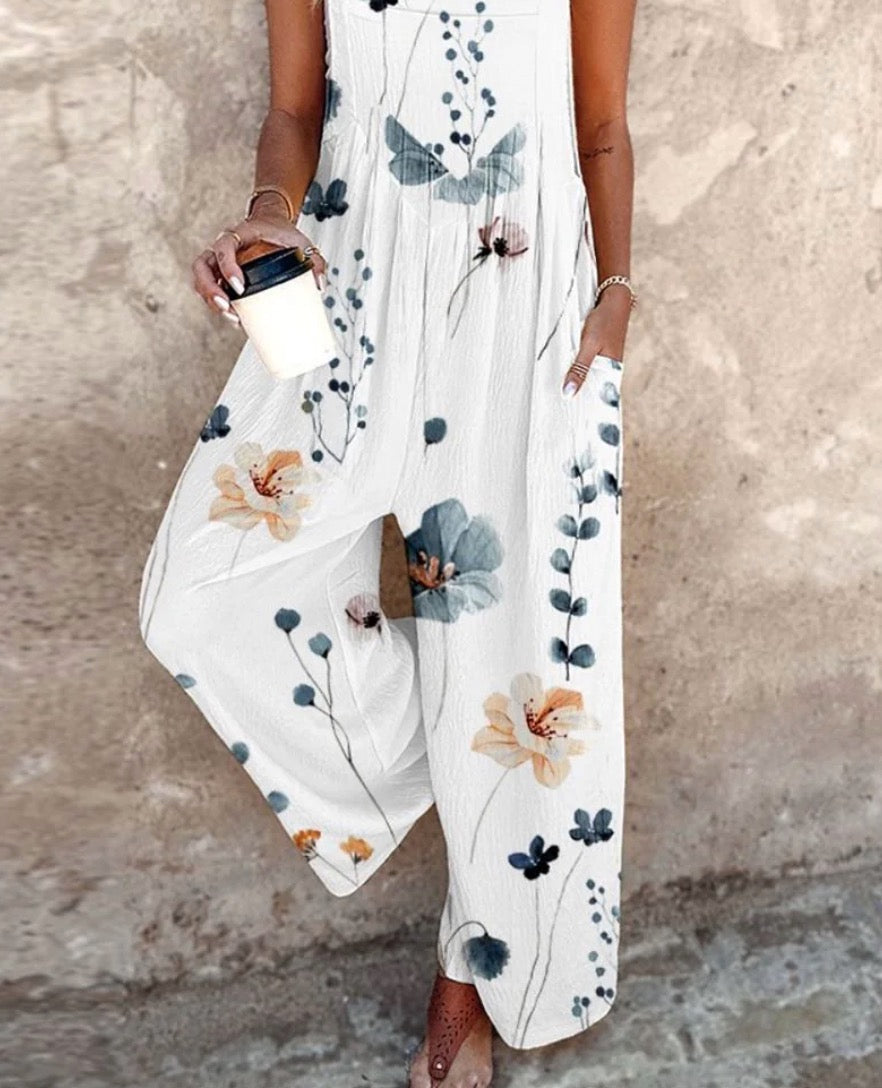 Cooling Plant-Print Jumpsuit