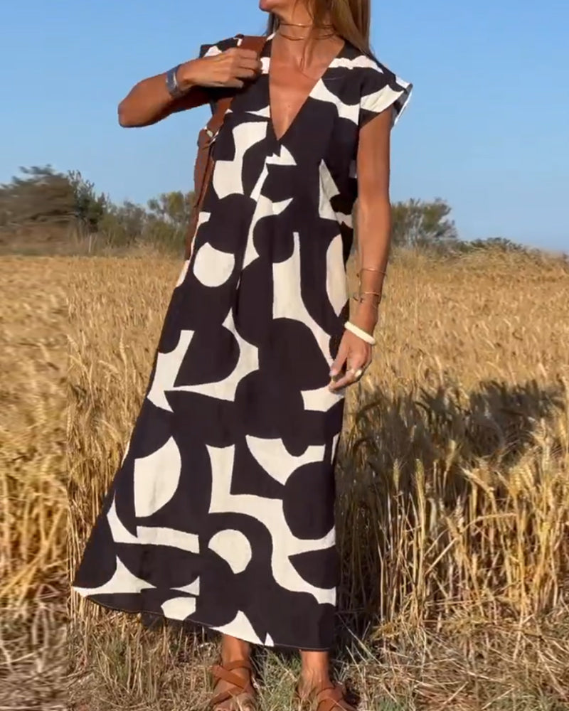 Elegant-Print Maxi Dress