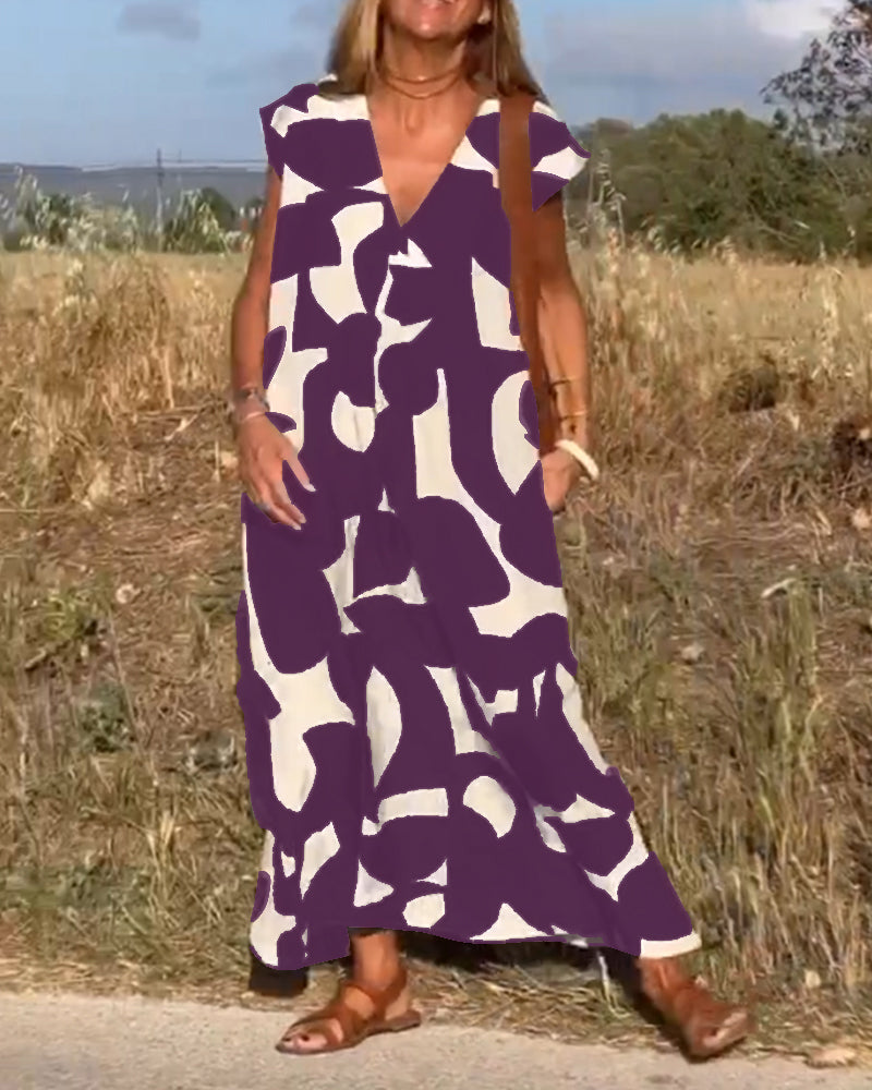 Elegant-Print Maxi Dress