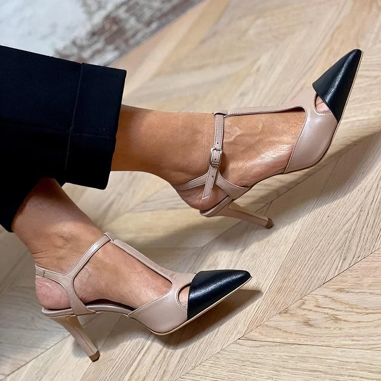 Chic Contrast T-Bar Pumps