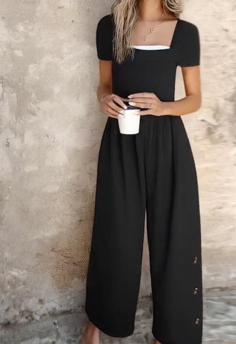 Sculpting Short-Sleeved Jumpsuit