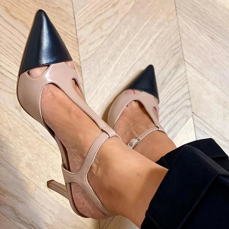 Chic Contrast T-Bar Pumps