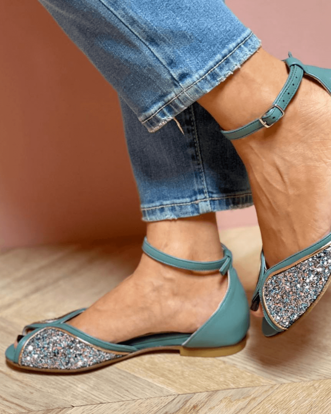 Glitter-Glow Low Sandals