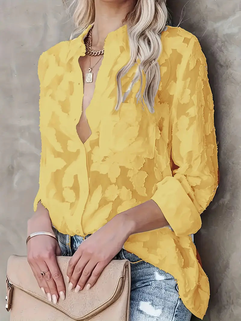 Lilac Floral Easy-Care Blouse