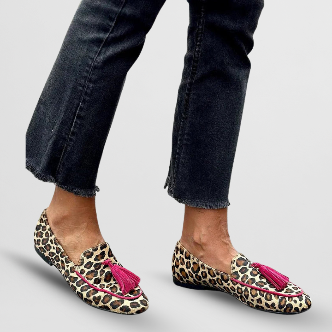 Animal-Print Tassel Slippers