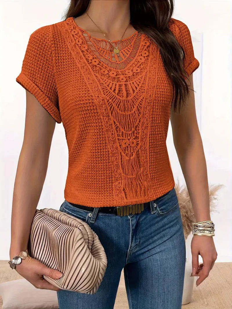 Easy-Care Lace Crew-Neck Jumper