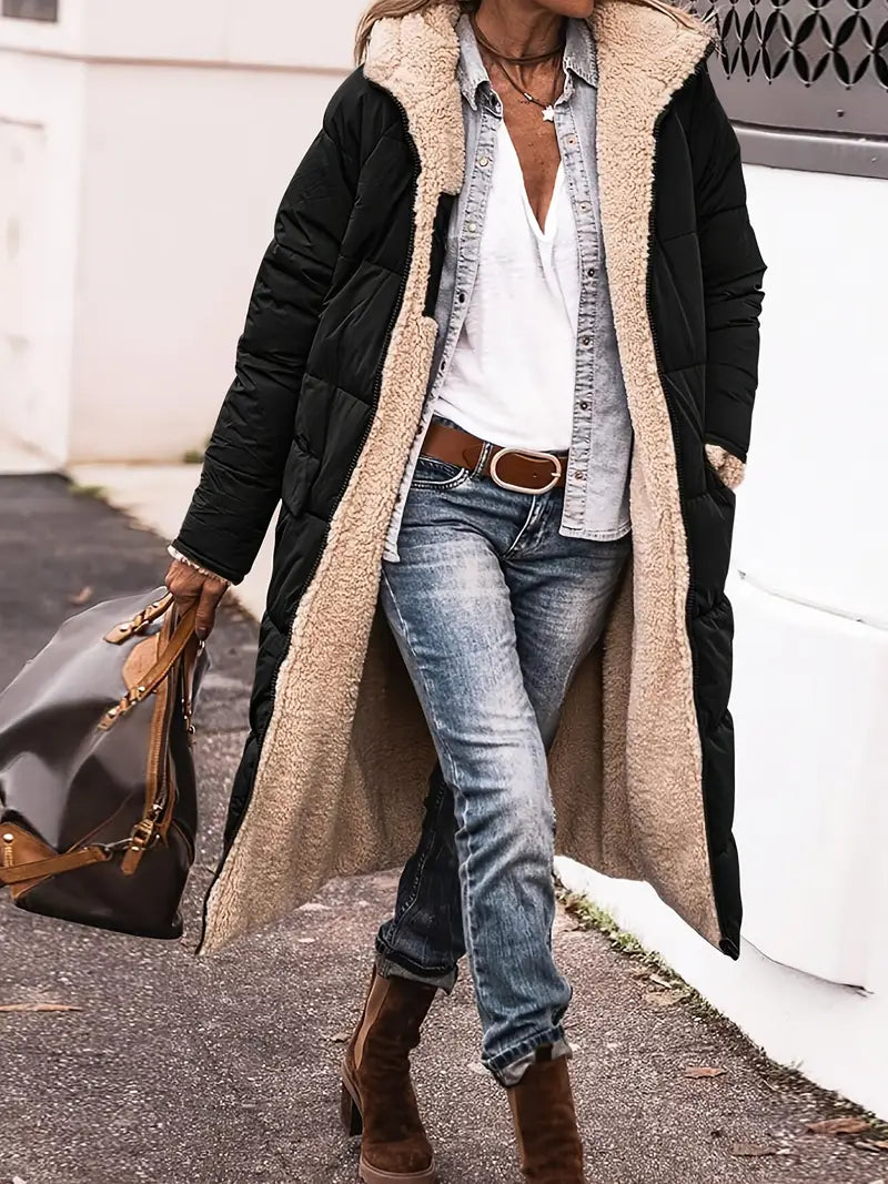 Knee-Length Cosy Fleece Jacket
