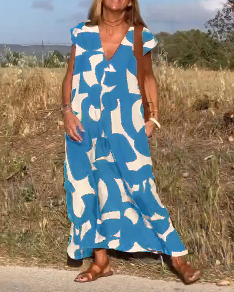 Elegant-Print Maxi Dress