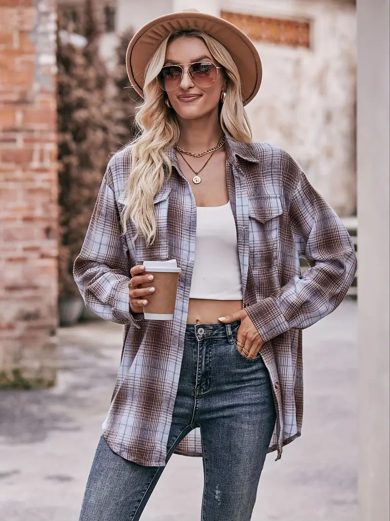 Easy-Care Checked Blouse