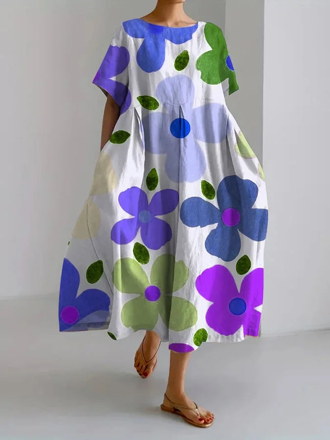 Vibrant-Comfort Floral Dress