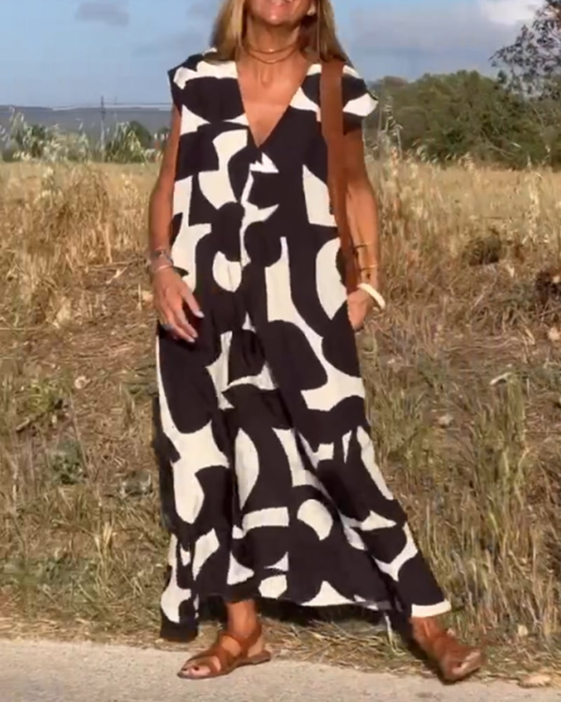 Elegant-Print Maxi Dress