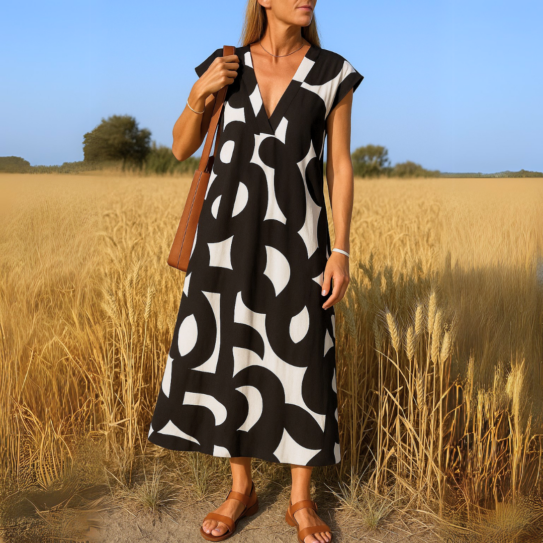 Figure-Skimming V-Neck Dress