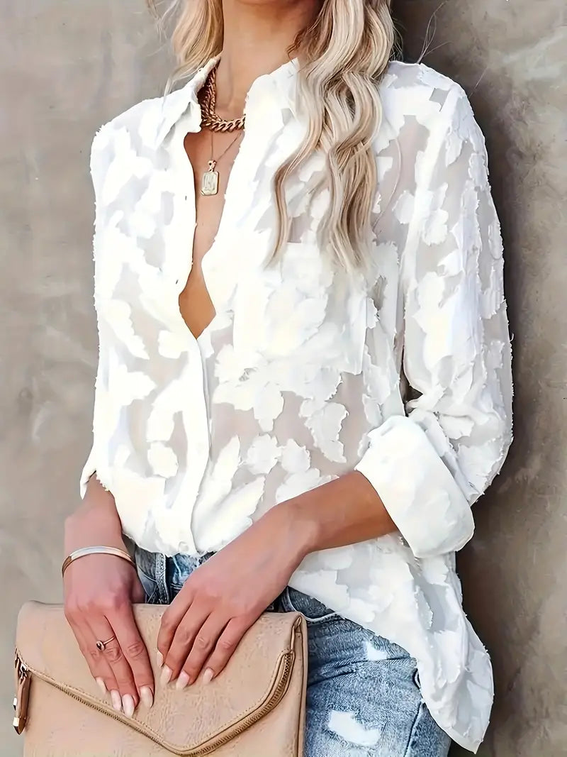 Lilac Floral Easy-Care Blouse