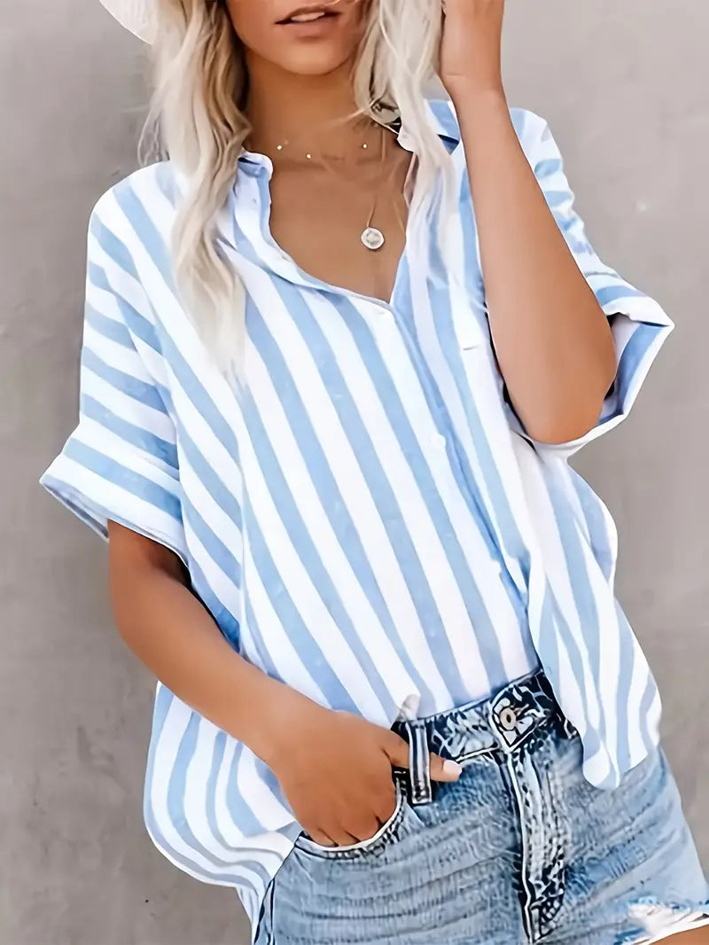 Easy-Care Striped Blouse