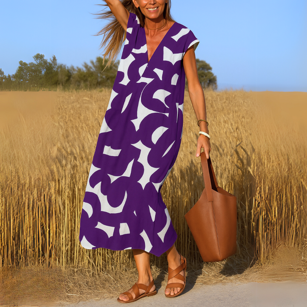 Figure-Skimming V-Neck Dress