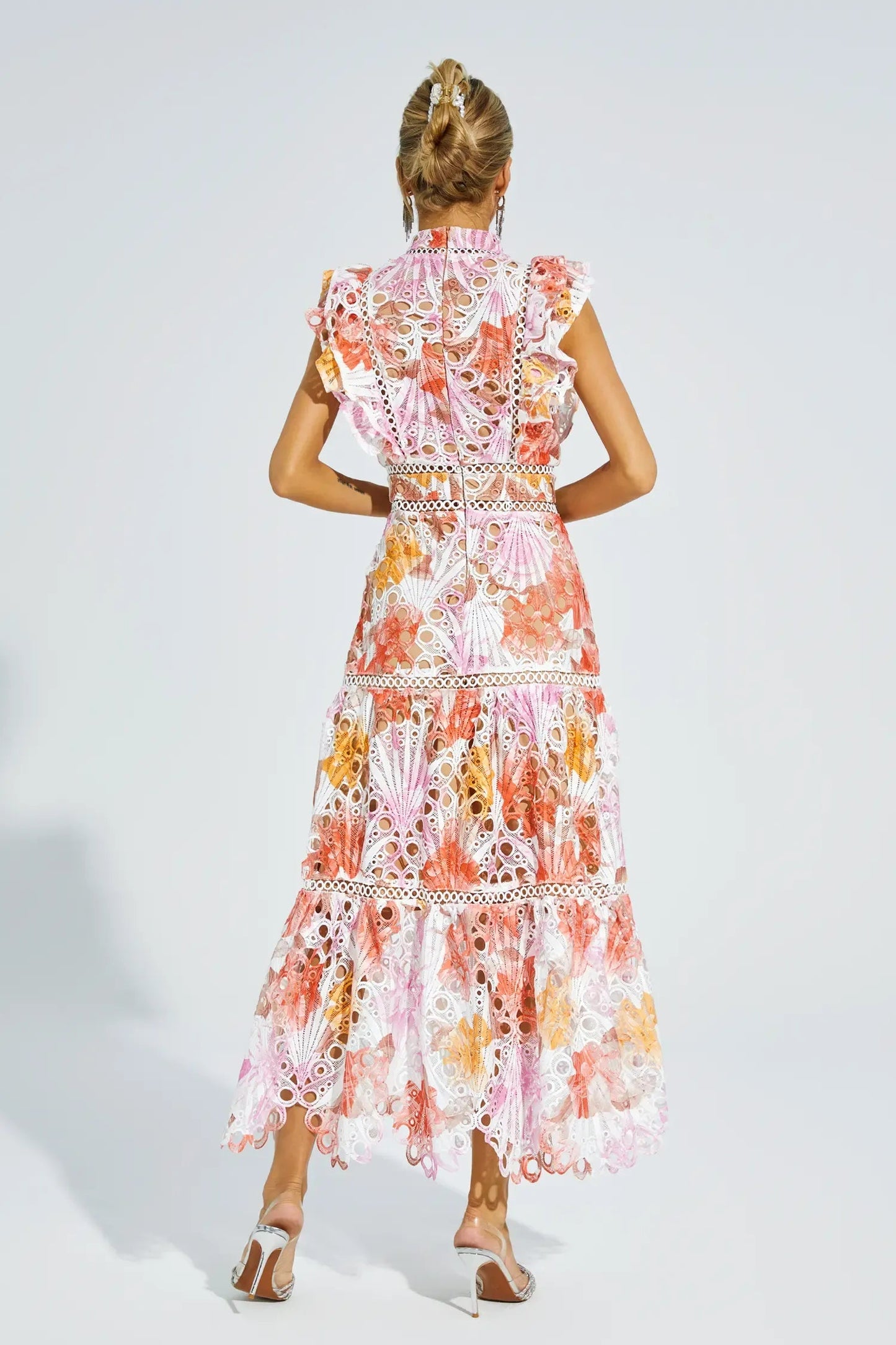 Elegant-Trim Sleeveless Midi Dress