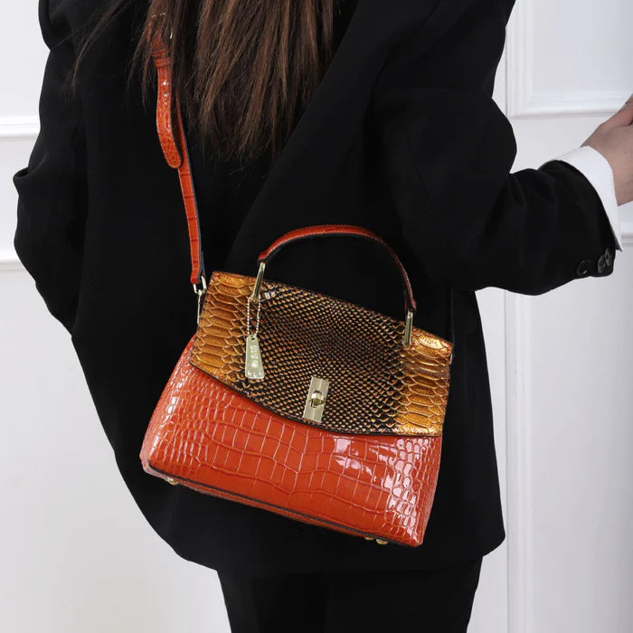 Spacious Snake-Print Shoulder Bag