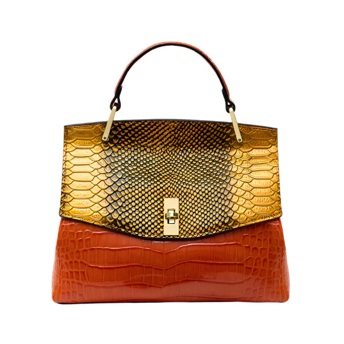 Spacious Snake-Print Shoulder Bag