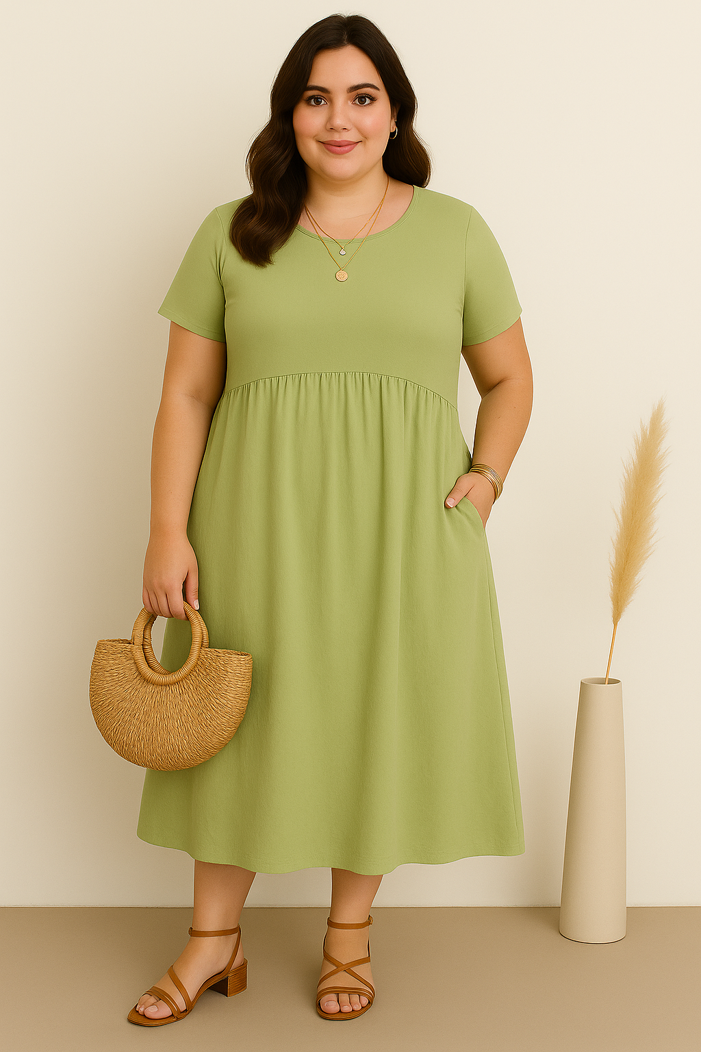 Soft-Green Comfort Dress