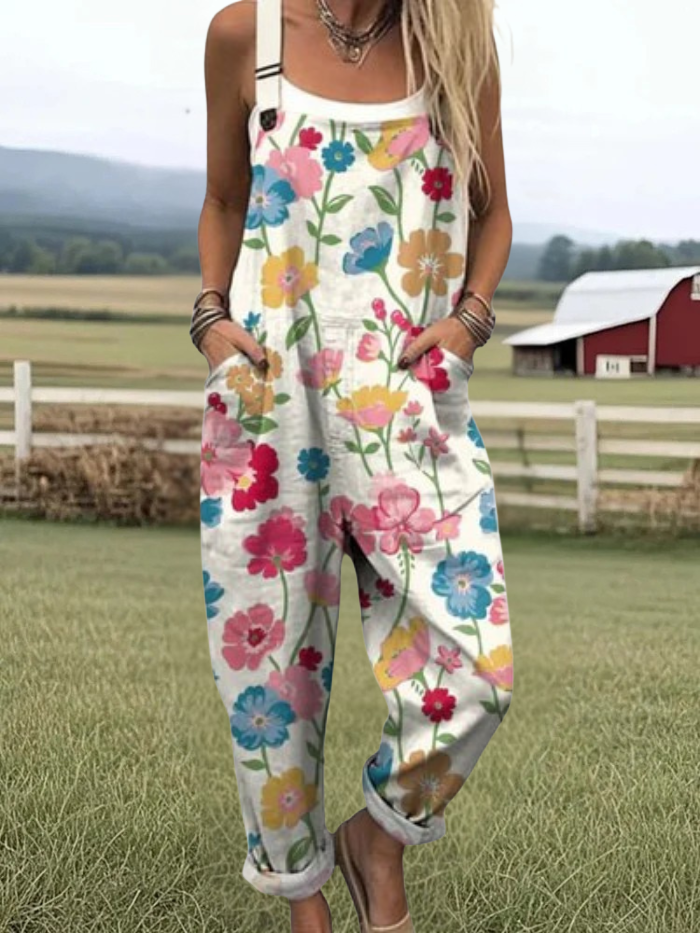 Floral-Print Comfort Jumpsuit