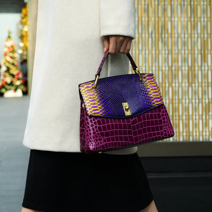 Spacious Snake-Print Shoulder Bag
