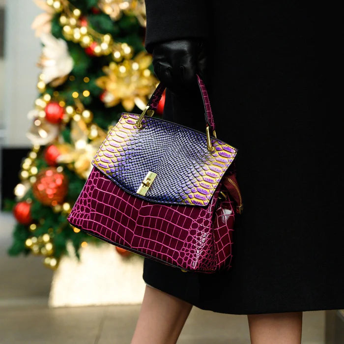 Spacious Snake-Print Shoulder Bag