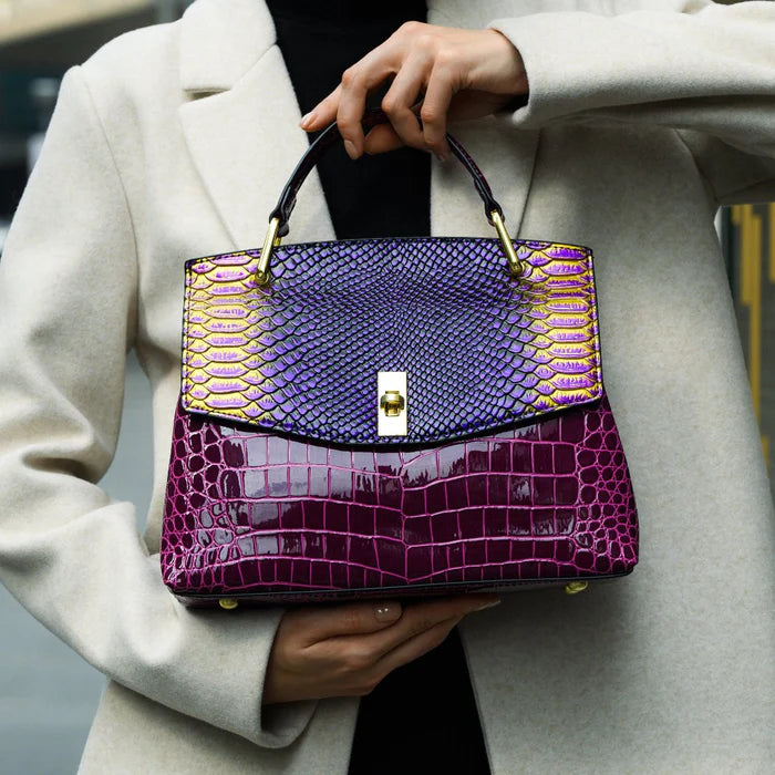 Spacious Snake-Print Shoulder Bag