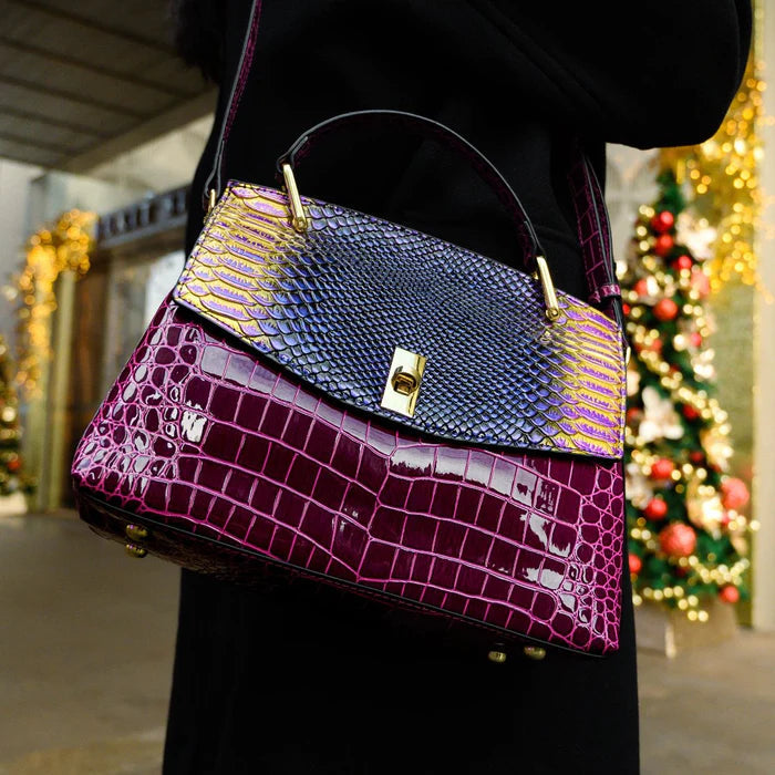 Spacious Snake-Print Shoulder Bag