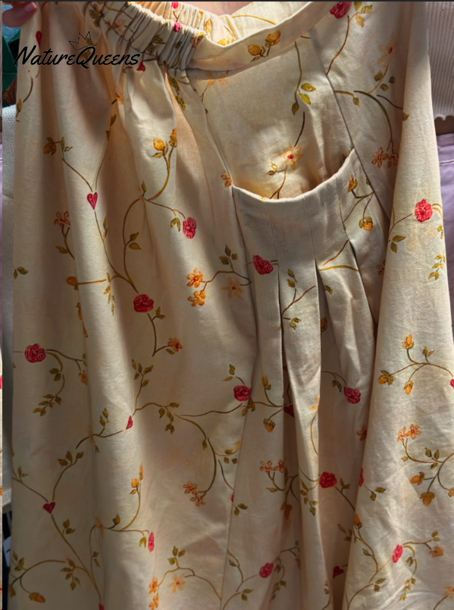 Retro Floral Linen Skirt