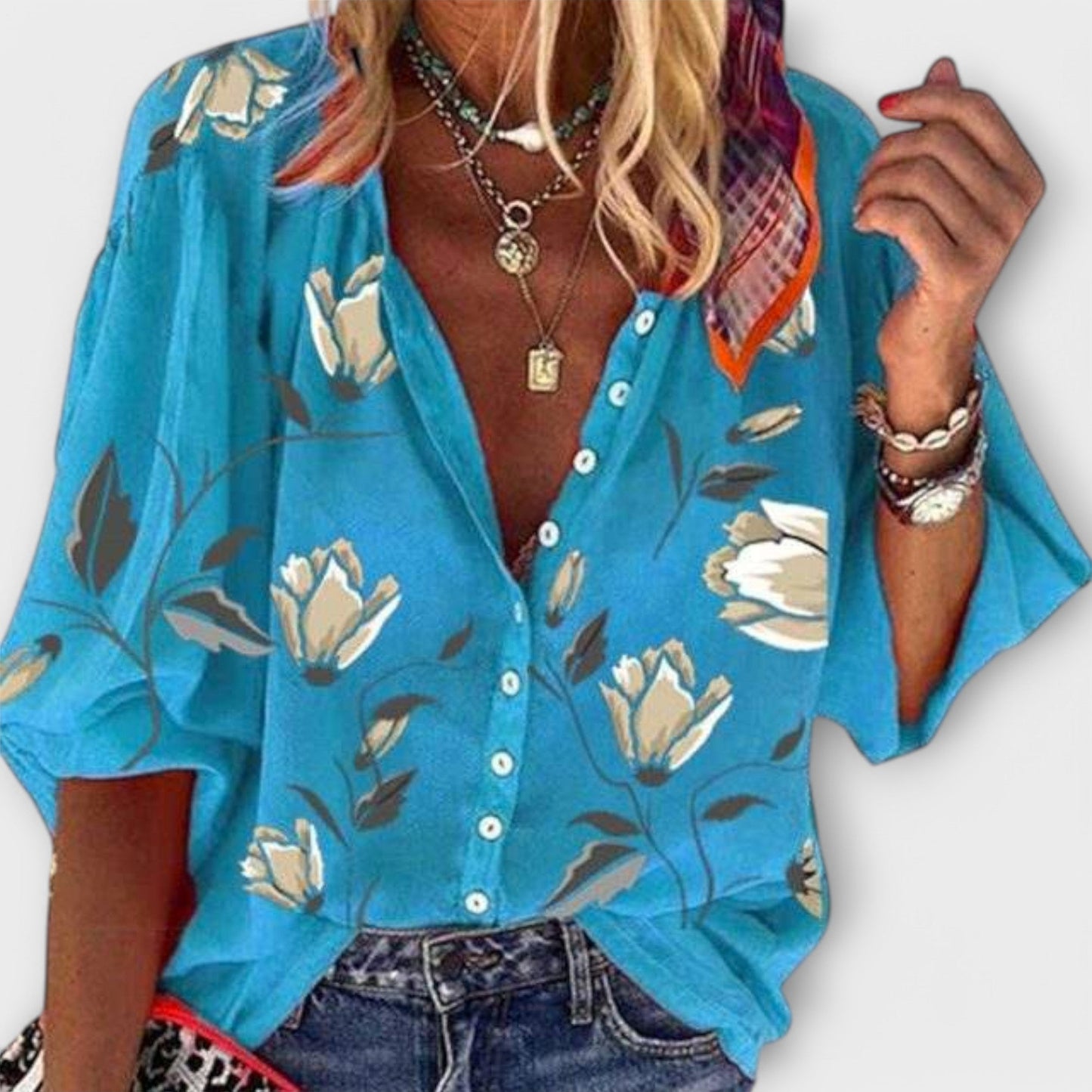 Elegant Floral-Print Blouse