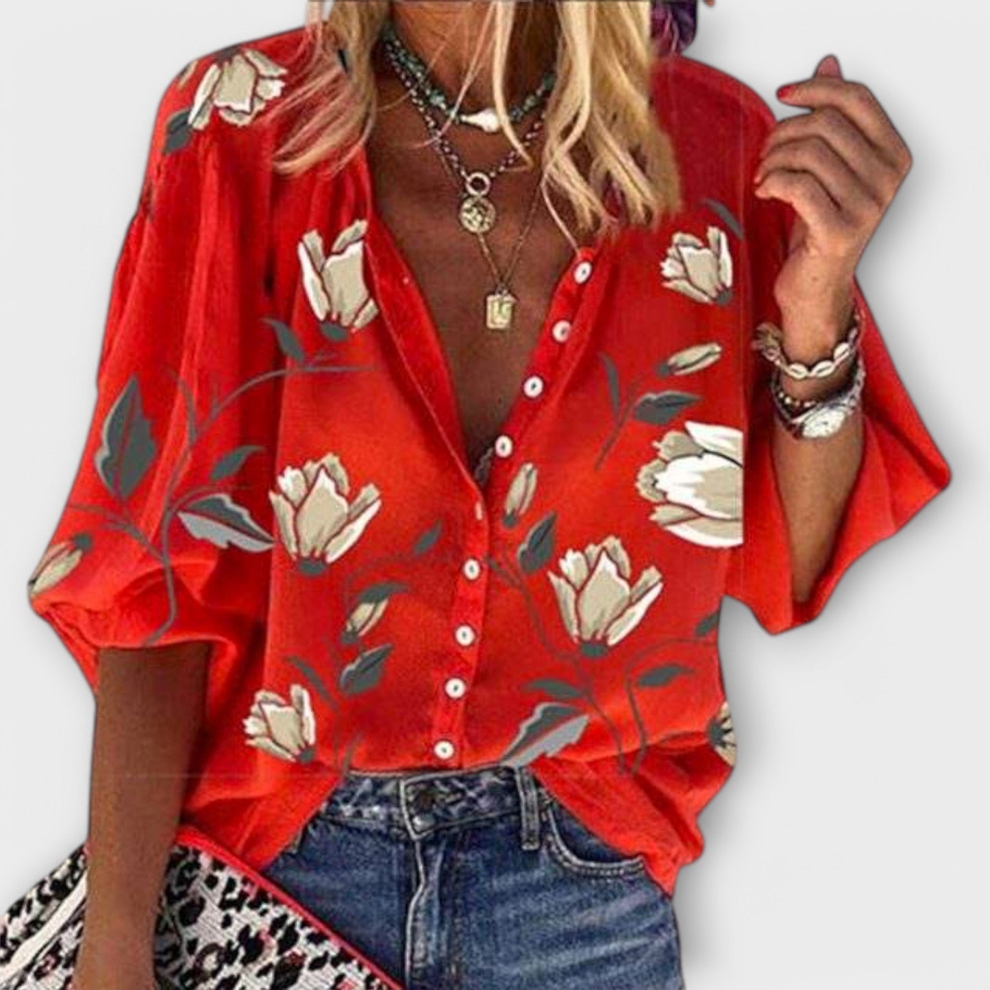 Elegant Floral-Print Blouse