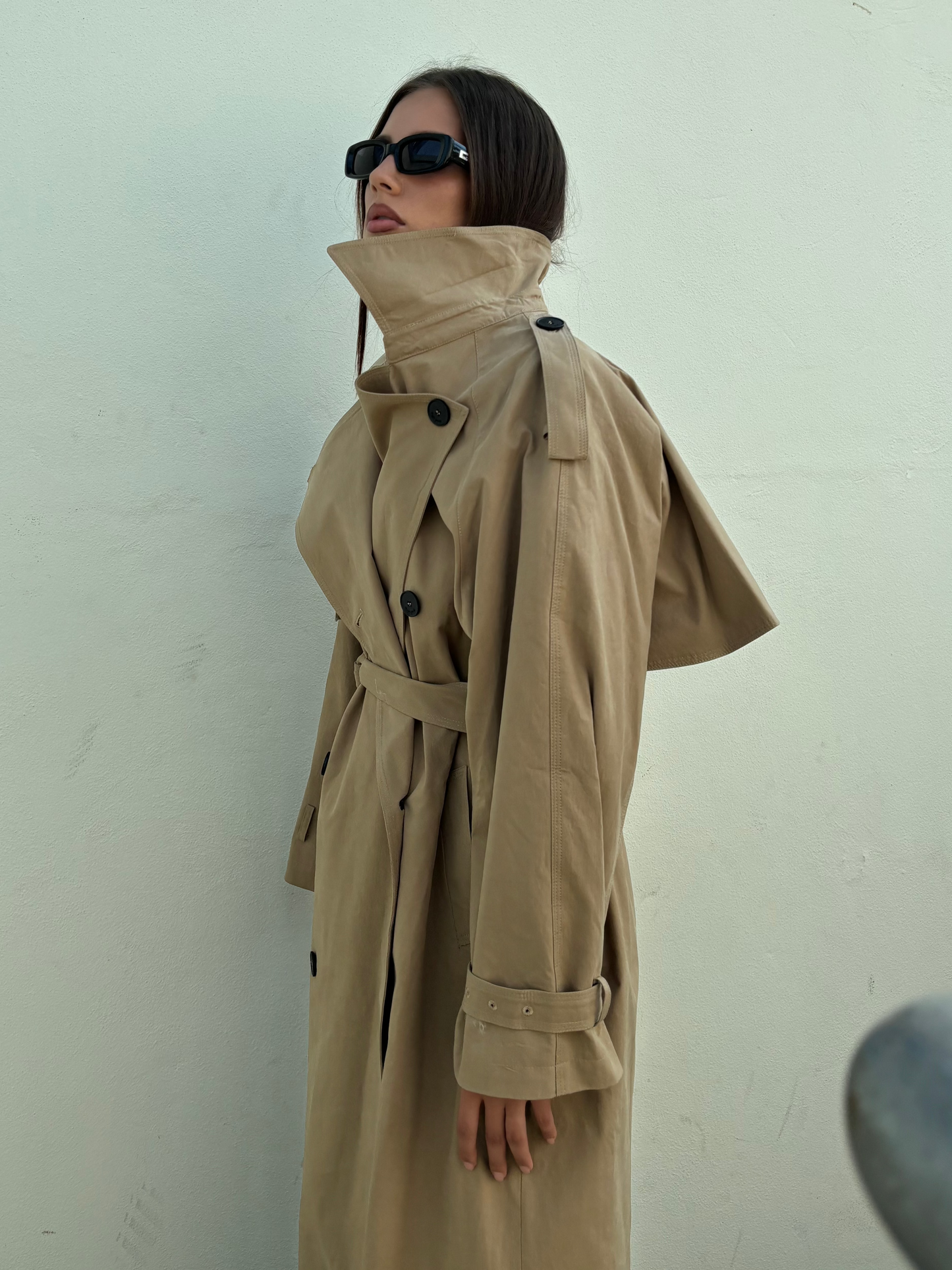 Figure-Flattering Beige Trench Coat