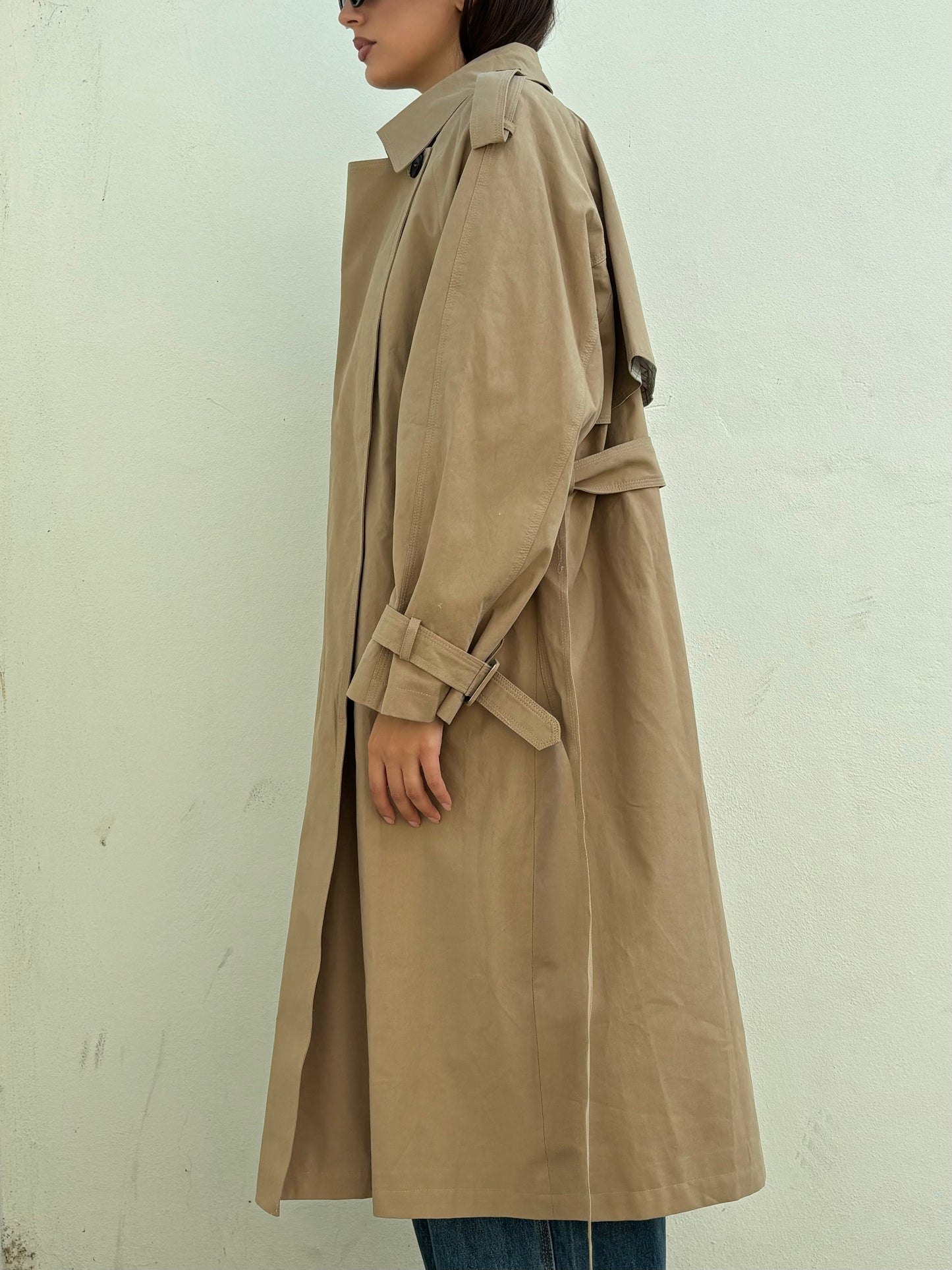 Figure-Flattering Beige Trench Coat