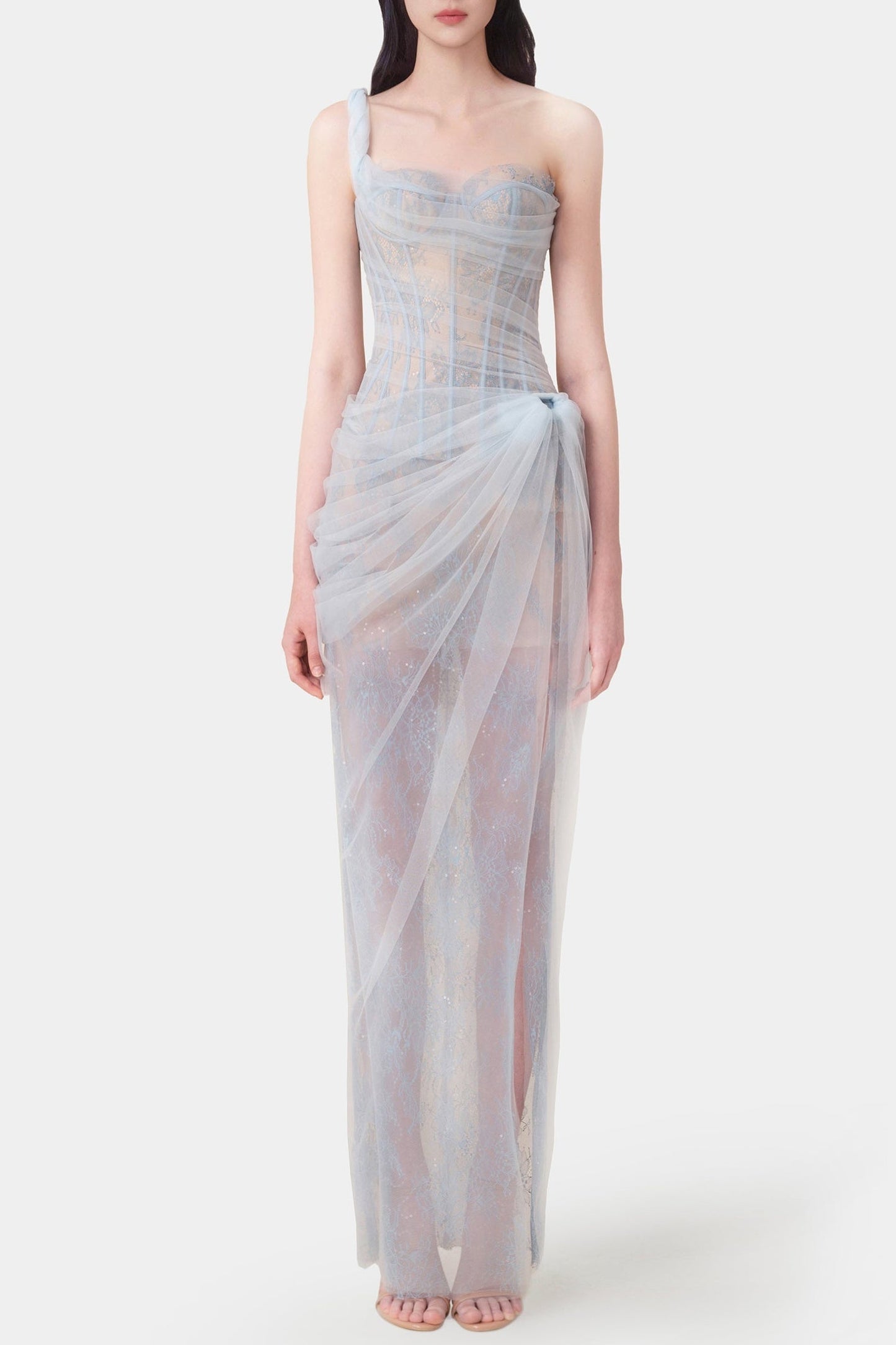 Elegant One-Shoulder Lace Corset Dress