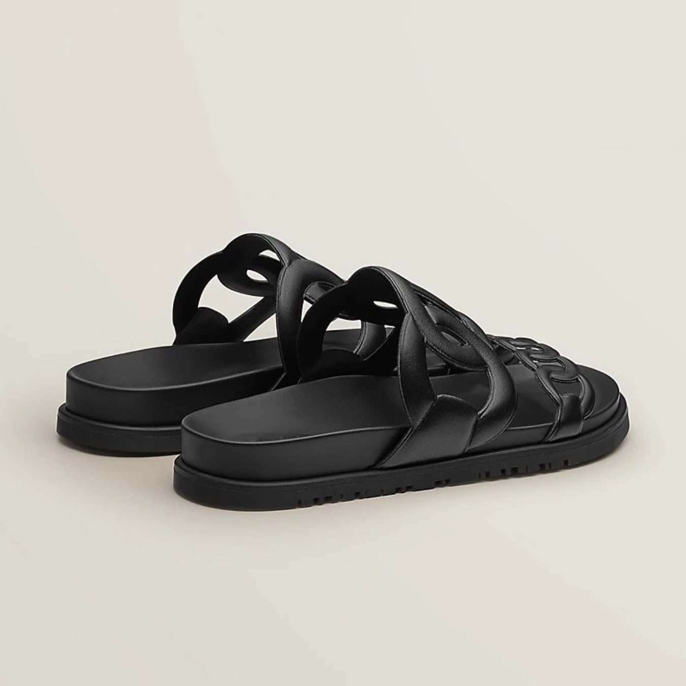 Elegant Leather Chain-Inspired Sandals