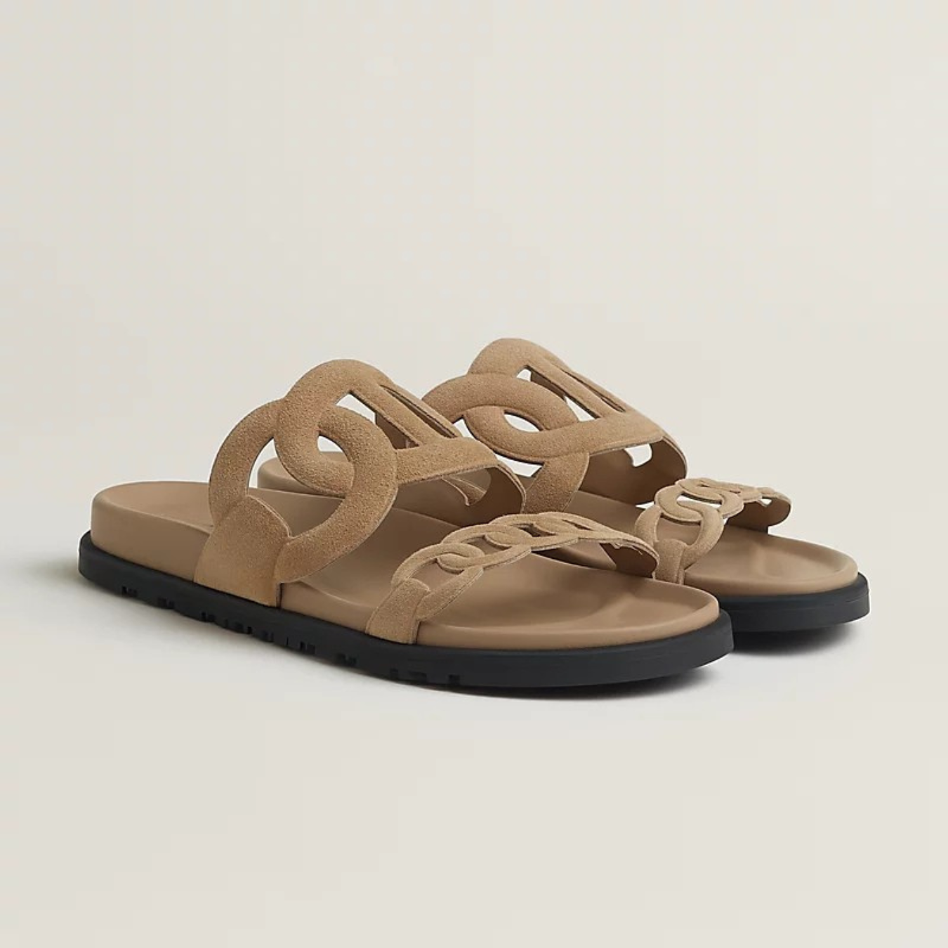 Elegant Leather Chain-Inspired Sandals