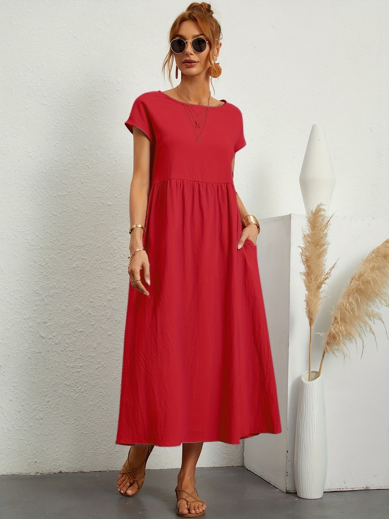 Graceful Round-Neck Dress