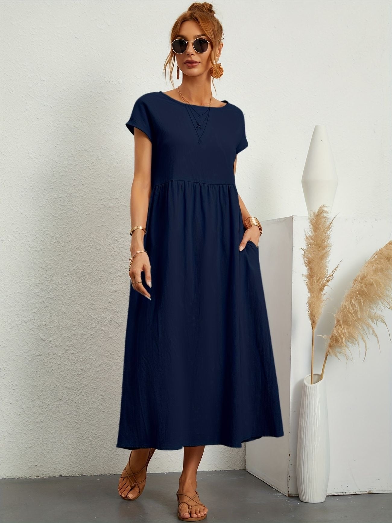 Graceful Round-Neck Dress