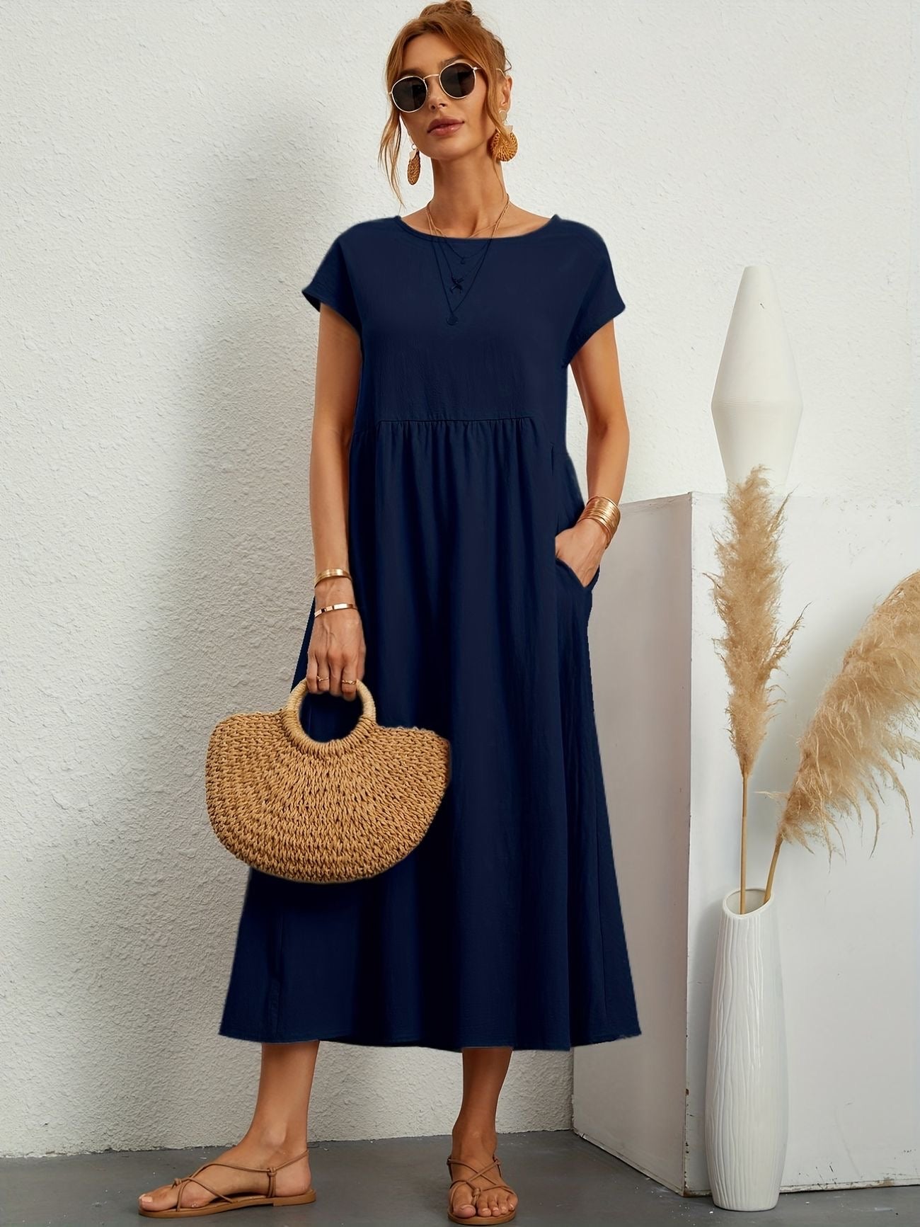 Graceful Round-Neck Dress