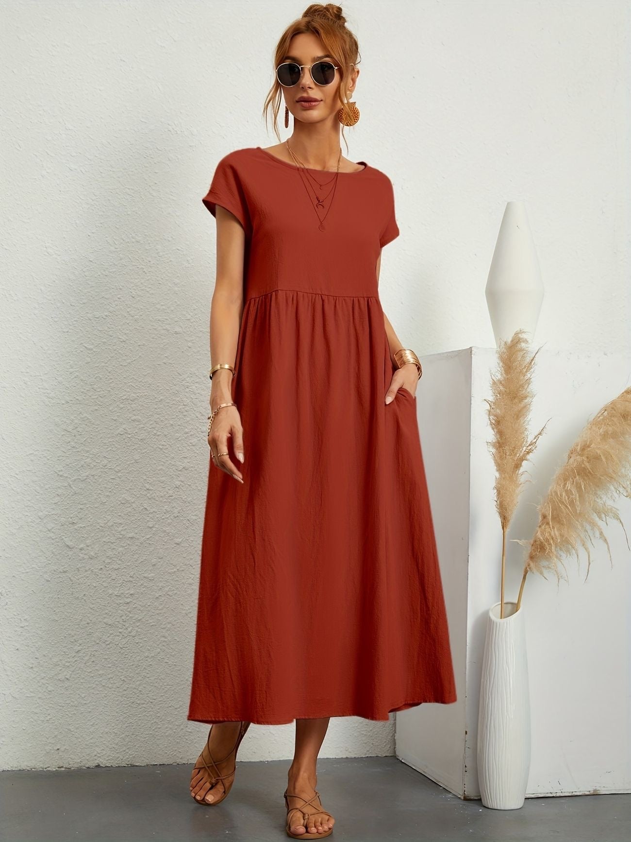 Graceful Round-Neck Dress