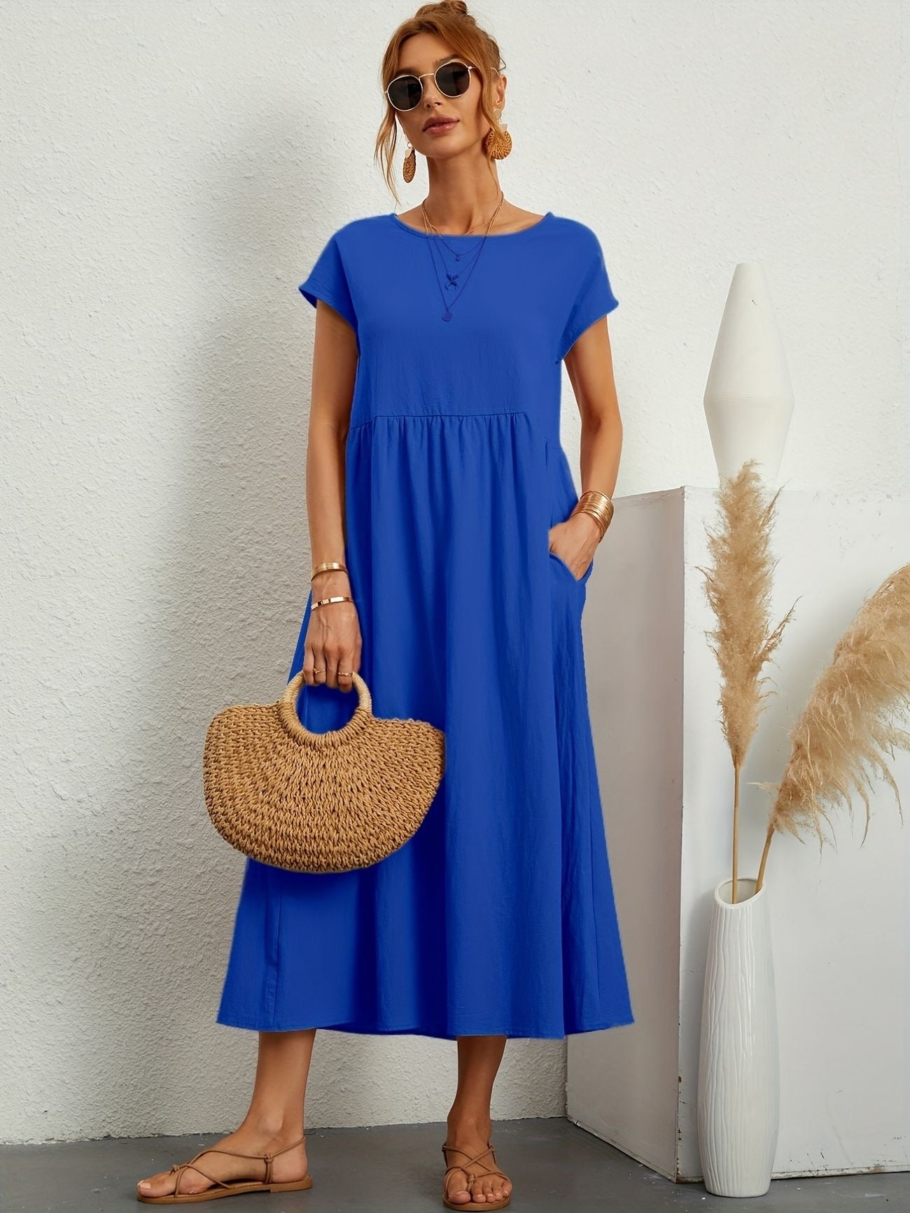 Graceful Round-Neck Dress