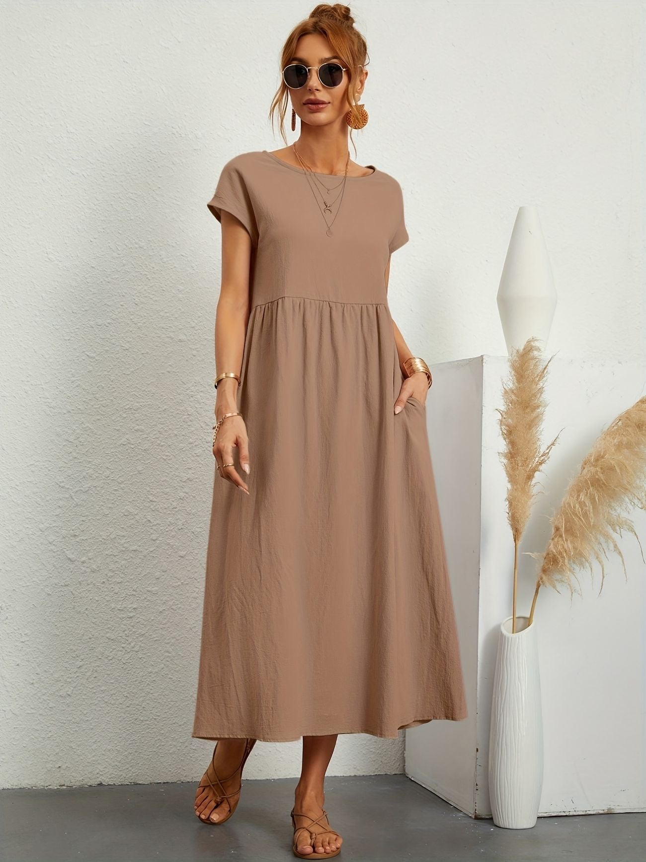 Graceful Round-Neck Dress