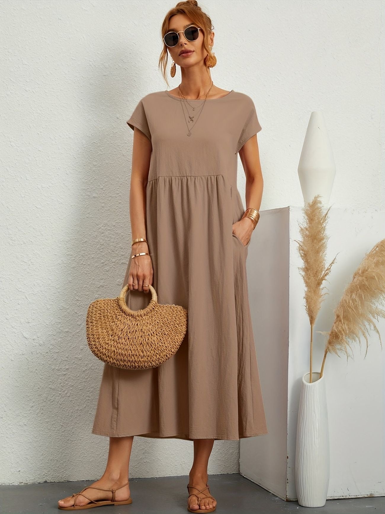 Graceful Round-Neck Dress
