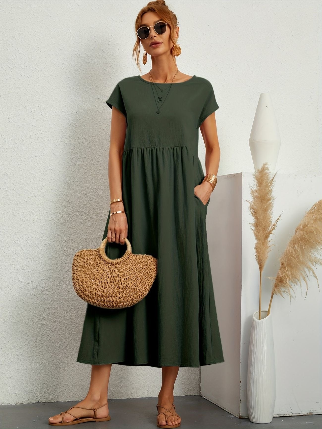 Graceful Round-Neck Dress
